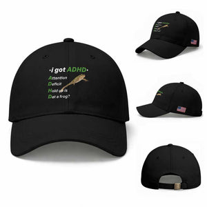 I Got ADHD Attention Deficit Hold Up Is Dat A Frog Baseball Cap Neurodiversity Humor Weirdcore