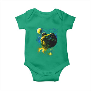 Cosmic Frog Howling At Moon Parody Graphic Baby Onesie Vintage 90s Retro Fantasy Meme