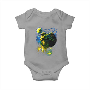 Cosmic Frog Howling At Moon Parody Graphic Baby Onesie Vintage 90s Retro Fantasy Meme