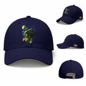 Cosmic Frog Howling At Moon Parody Graphic Baseball Cap Vintage 90s Retro Fantasy Meme