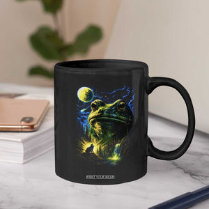 Cosmic Frog Howling At Moon Parody Graphic Coffee Mug Vintage 90s Retro Fantasy Meme