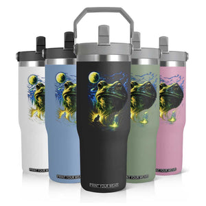 Cosmic Frog Howling At Moon Parody Graphic Flip Straw Tumbler Vintage 90s Retro Fantasy Meme