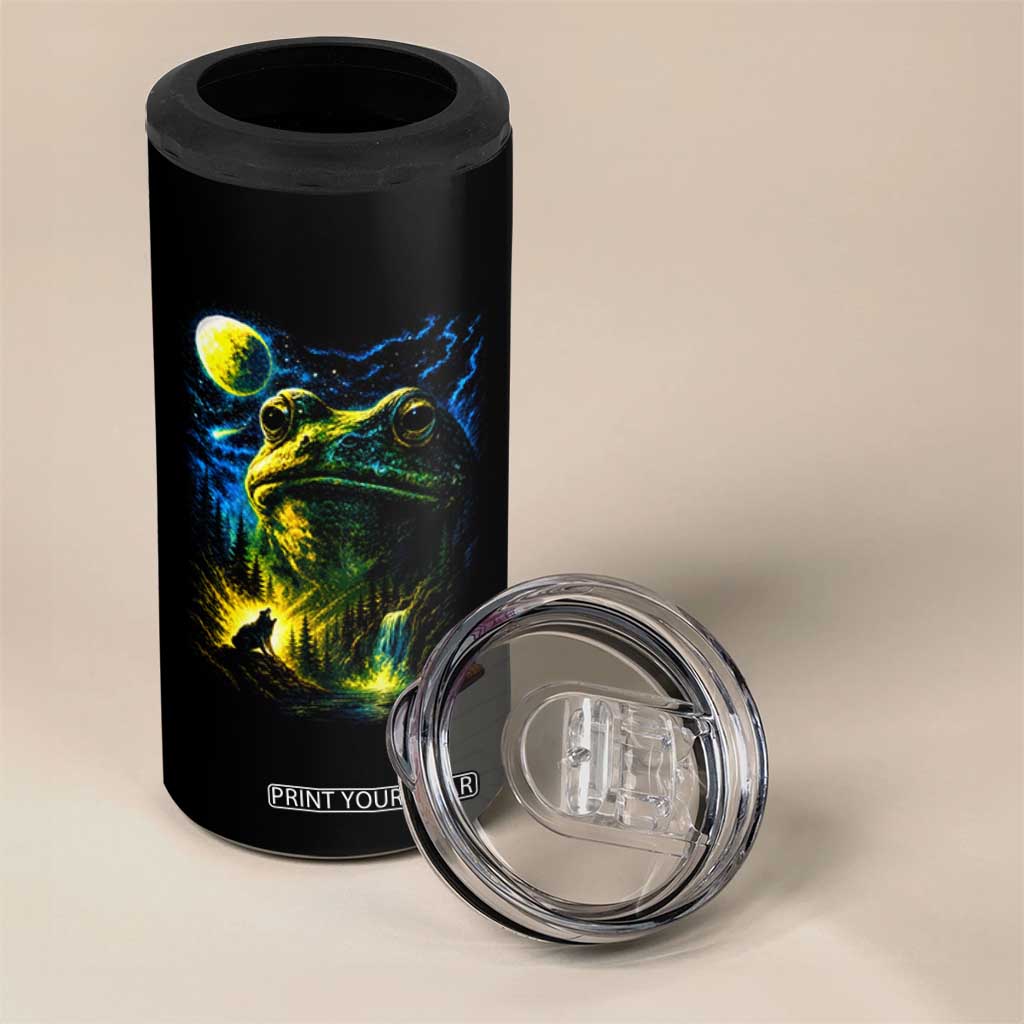 Cosmic Frog Howling At Moon Parody Graphic 4 in 1 Can Cooler Tumbler Vintage 90s Retro Fantasy Meme