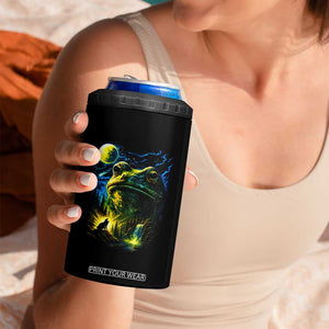 Cosmic Frog Howling At Moon Parody Graphic 4 in 1 Can Cooler Tumbler Vintage 90s Retro Fantasy Meme