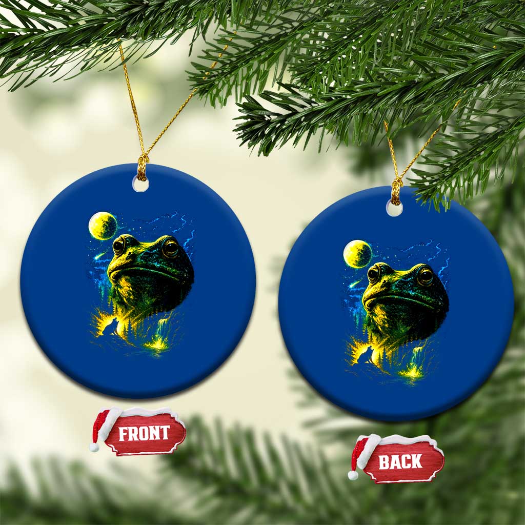 Cosmic Frog Howling At Moon Parody Graphic Ceramic Ornament Vintage 90s Retro Fantasy Meme
