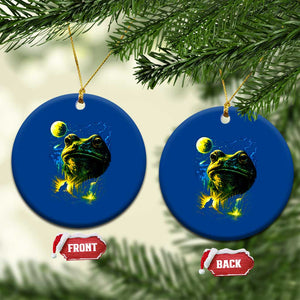 Cosmic Frog Howling At Moon Parody Graphic Ceramic Ornament Vintage 90s Retro Fantasy Meme