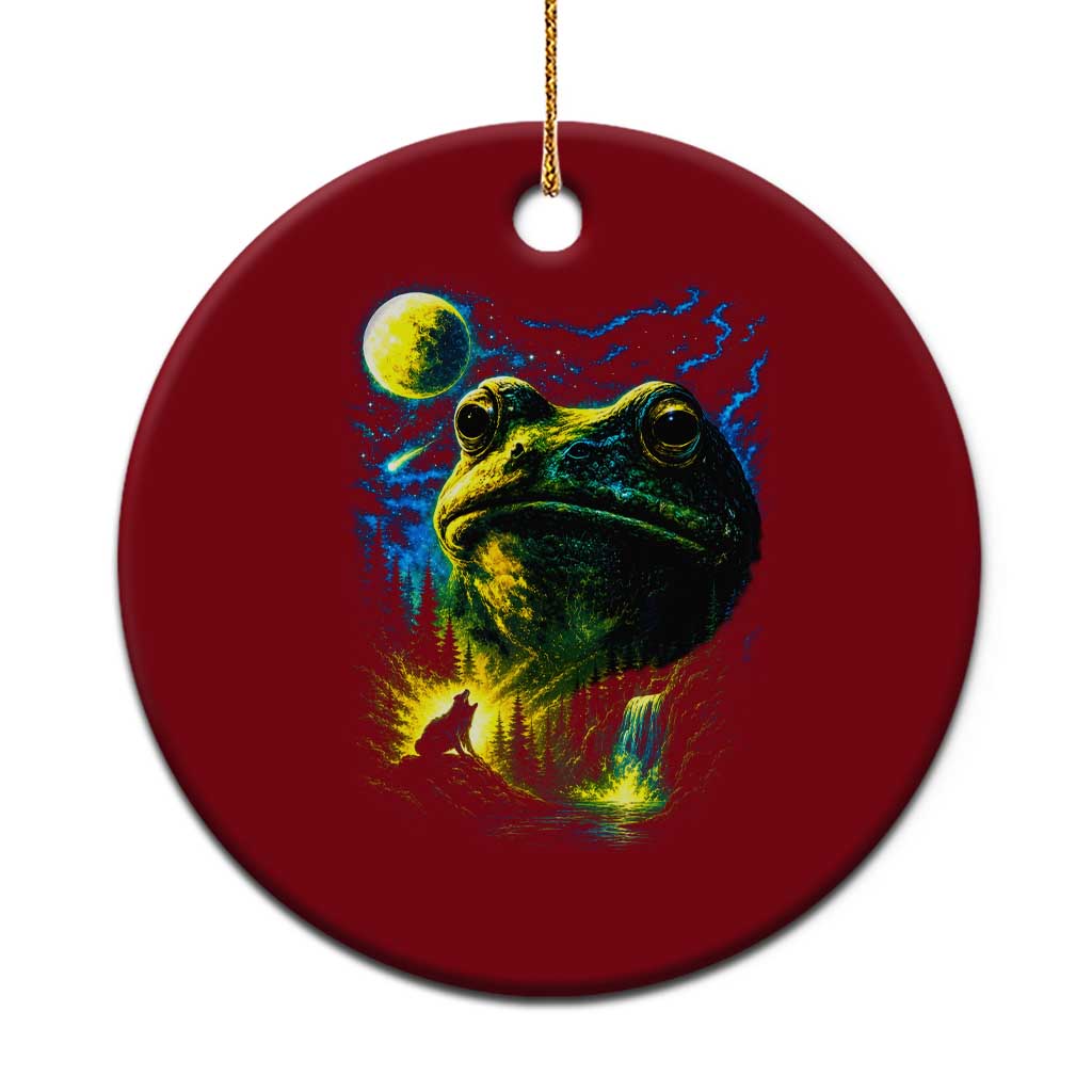 Cosmic Frog Howling At Moon Parody Graphic Ceramic Ornament Vintage 90s Retro Fantasy Meme TS02 1pc Red Print Your Wear