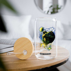 Cosmic Frog Howling At Moon Parody Graphic Glass Can Vintage 90s Retro Fantasy Meme