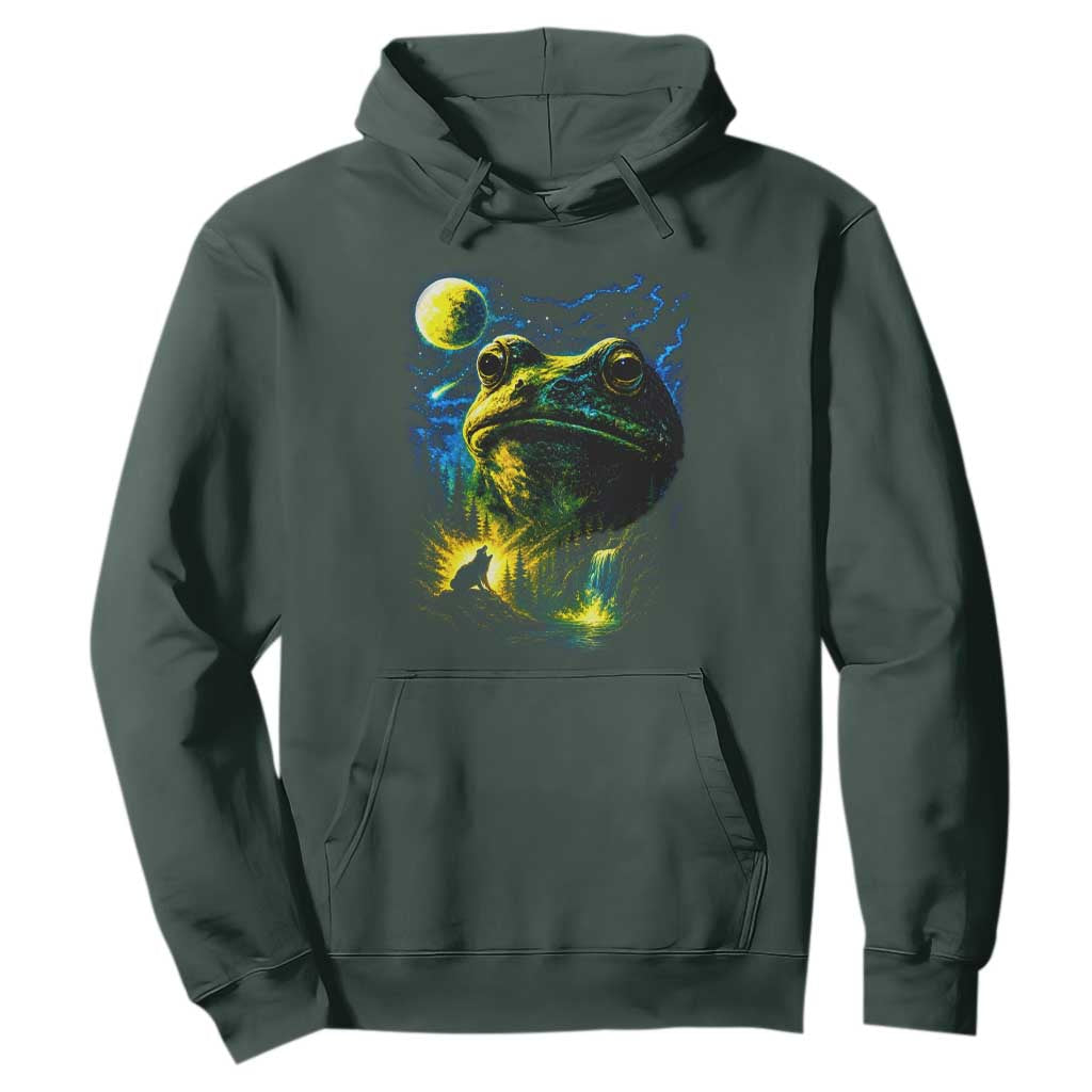 Cosmic Frog Howling At Moon Parody Graphic Hoodie Vintage 90s Retro Fantasy Meme