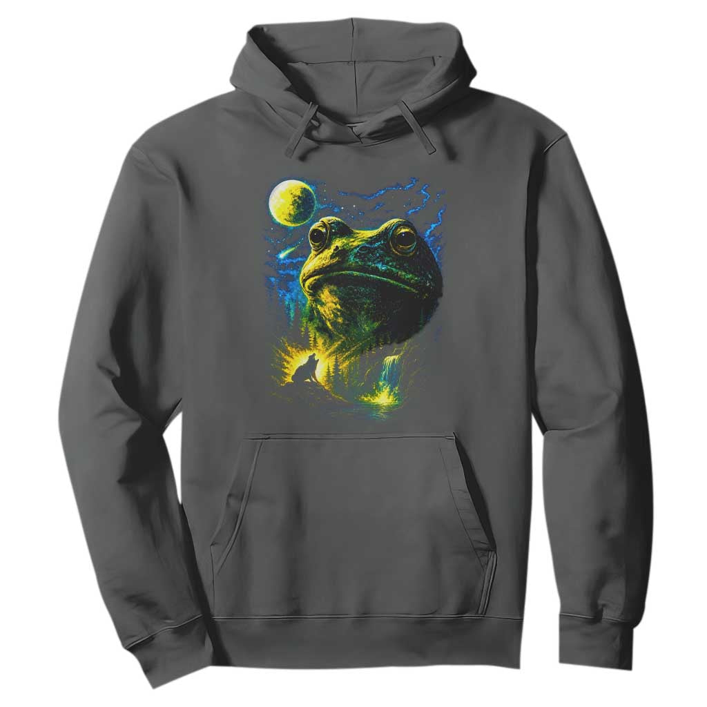 Cosmic Frog Howling At Moon Parody Graphic Hoodie Vintage 90s Retro Fantasy Meme