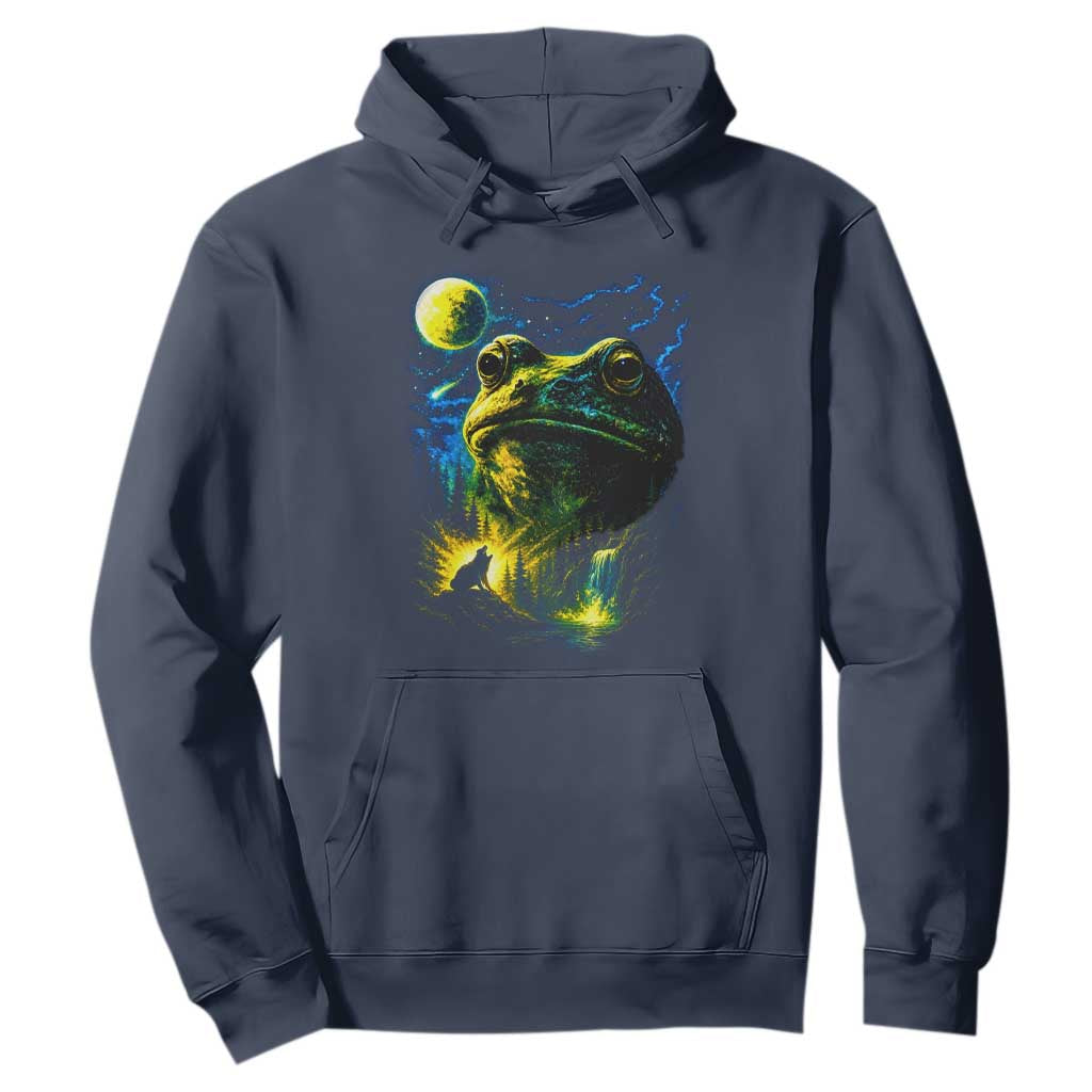 Cosmic Frog Howling At Moon Parody Graphic Hoodie Vintage 90s Retro Fantasy Meme