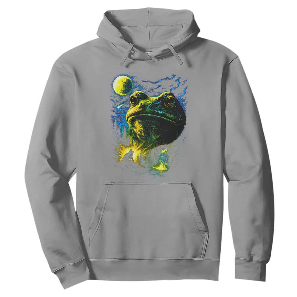 Cosmic Frog Howling At Moon Parody Graphic Hoodie Vintage 90s Retro Fantasy Meme