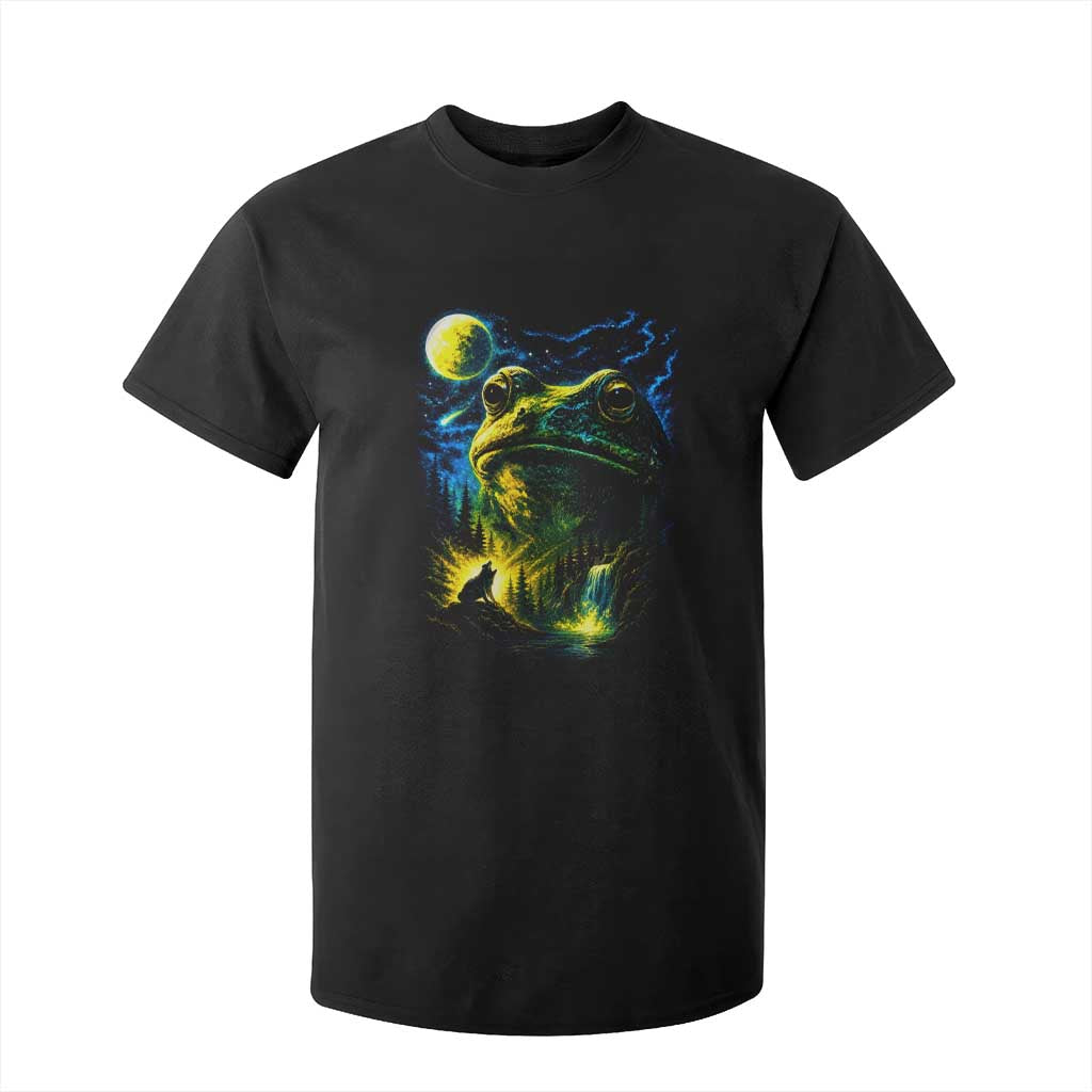 Cosmic Frog Howling At Moon Parody Graphic T Shirt For Kid Vintage 90s Retro Fantasy Meme TS02 Black Print Your Wear