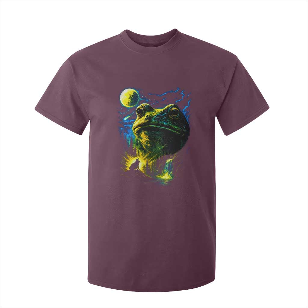 Cosmic Frog Howling At Moon Parody Graphic T Shirt For Kid Vintage 90s Retro Fantasy Meme