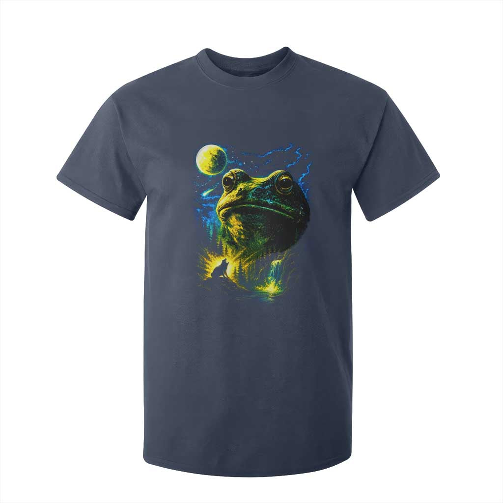 Cosmic Frog Howling At Moon Parody Graphic T Shirt For Kid Vintage 90s Retro Fantasy Meme
