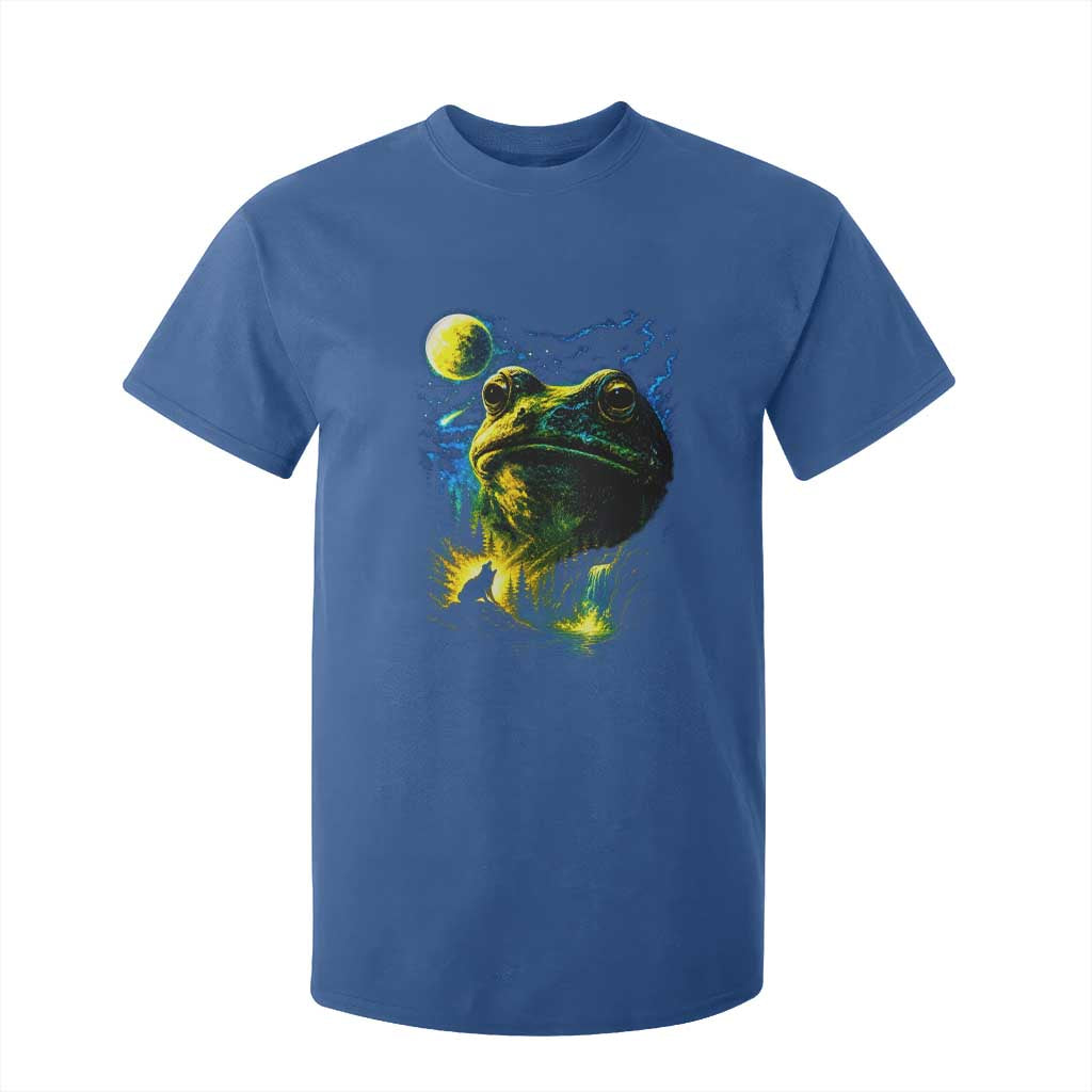 Cosmic Frog Howling At Moon Parody Graphic T Shirt For Kid Vintage 90s Retro Fantasy Meme