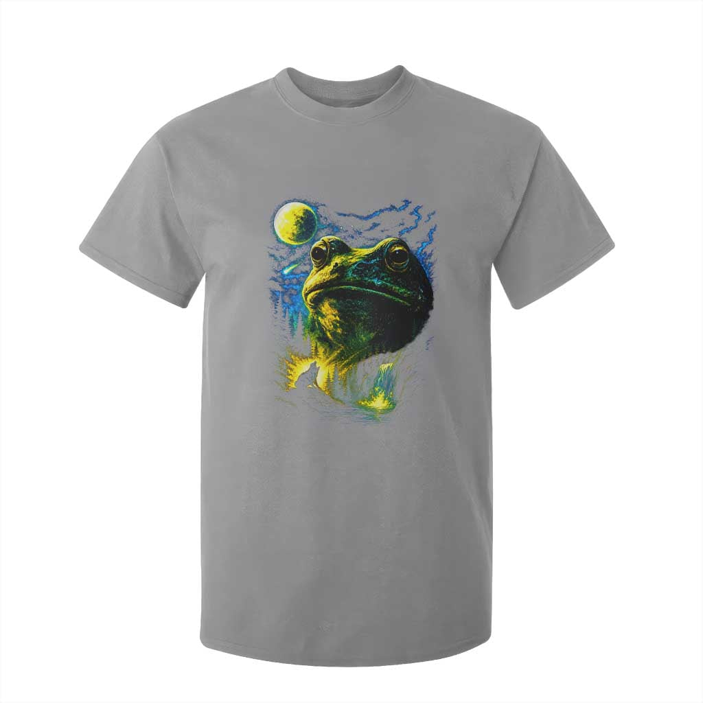 Cosmic Frog Howling At Moon Parody Graphic T Shirt For Kid Vintage 90s Retro Fantasy Meme