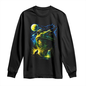 Cosmic Frog Howling At Moon Parody Graphic Long Sleeve Shirt Vintage 90s Retro Fantasy Meme