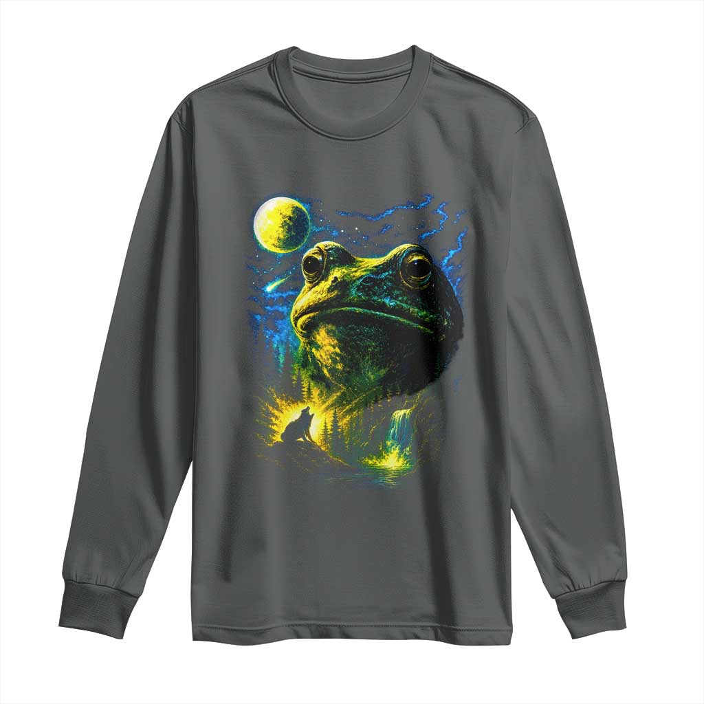 Cosmic Frog Howling At Moon Parody Graphic Long Sleeve Shirt Vintage 90s Retro Fantasy Meme