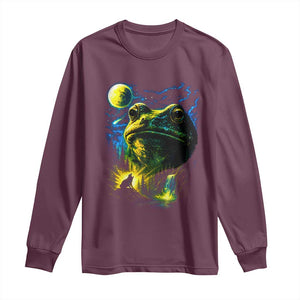 Cosmic Frog Howling At Moon Parody Graphic Long Sleeve Shirt Vintage 90s Retro Fantasy Meme
