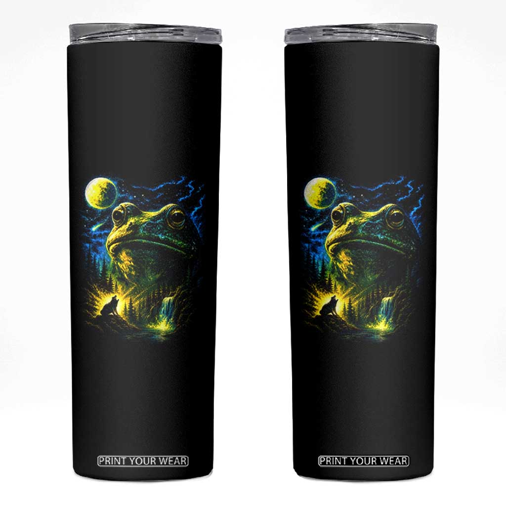 Cosmic Frog Howling At Moon Parody Graphic Skinny Tumbler Vintage 90s Retro Fantasy Meme TS02 Black Print Your Wear