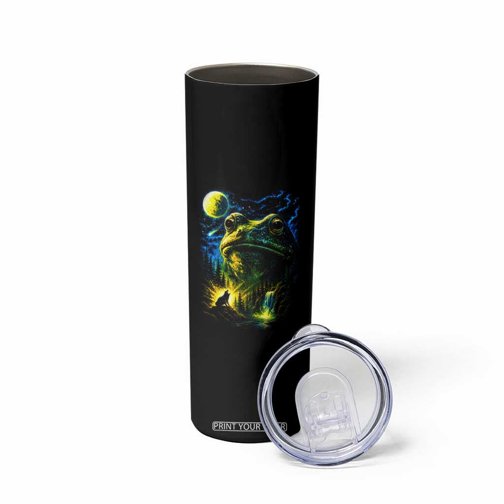 Cosmic Frog Howling At Moon Parody Graphic Skinny Tumbler Vintage 90s Retro Fantasy Meme