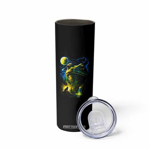Cosmic Frog Howling At Moon Parody Graphic Skinny Tumbler Vintage 90s Retro Fantasy Meme