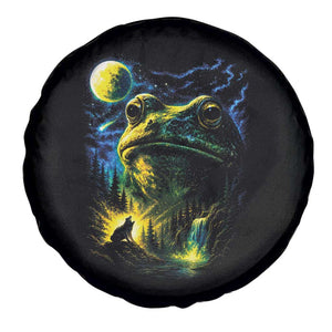 Cosmic Frog Howling At Moon Parody Graphic Spare Tire Cover Vintage 90s Retro Fantasy Meme