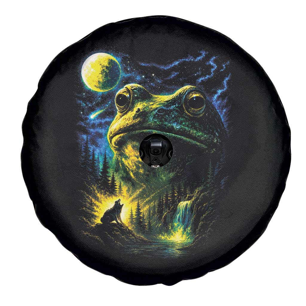 Cosmic Frog Howling At Moon Parody Graphic Spare Tire Cover Vintage 90s Retro Fantasy Meme