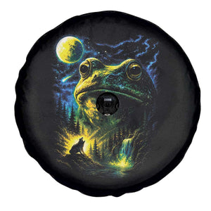 Cosmic Frog Howling At Moon Parody Graphic Spare Tire Cover Vintage 90s Retro Fantasy Meme