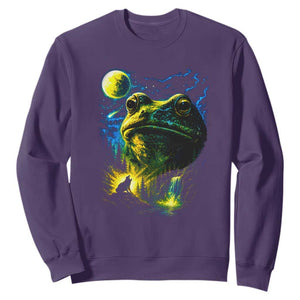 Cosmic Frog Howling At Moon Parody Graphic Sweatshirt Vintage 90s Retro Fantasy Meme