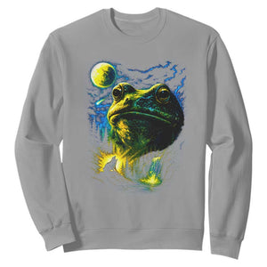 Cosmic Frog Howling At Moon Parody Graphic Sweatshirt Vintage 90s Retro Fantasy Meme
