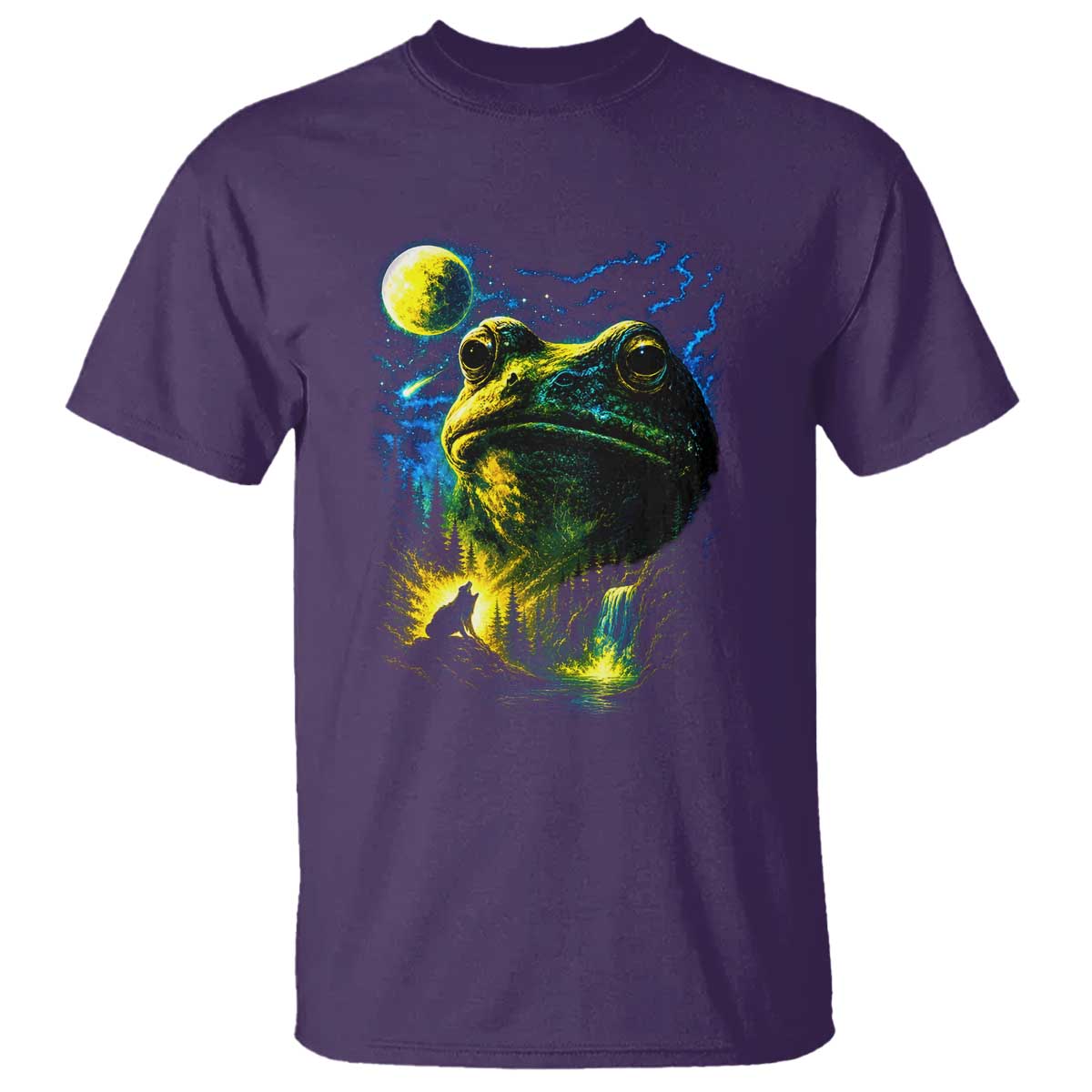 Cosmic Frog Howling At Moon Parody Graphic T Shirt Vintage 90s Retro Fantasy Meme
