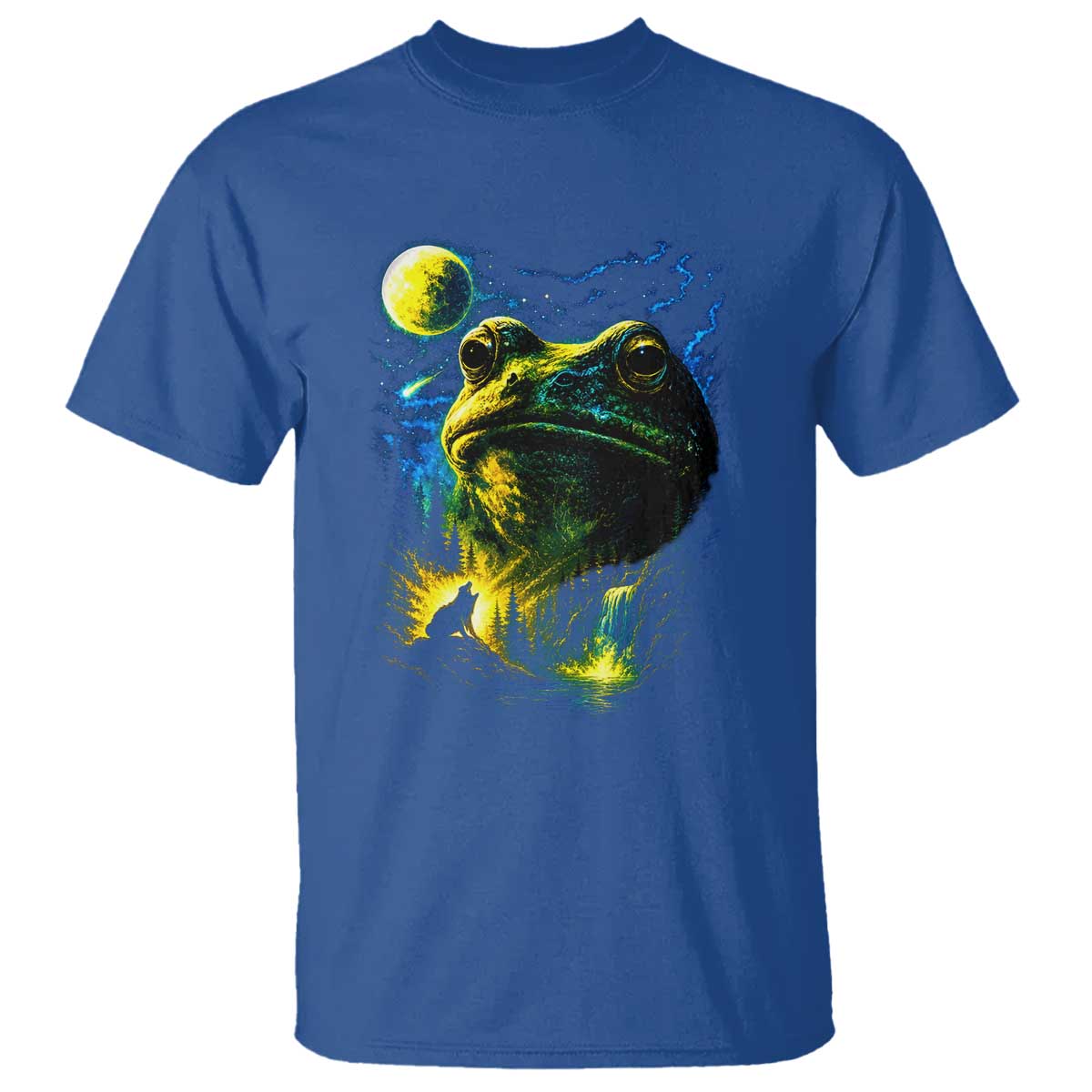 Cosmic Frog Howling At Moon Parody Graphic T Shirt Vintage 90s Retro Fantasy Meme