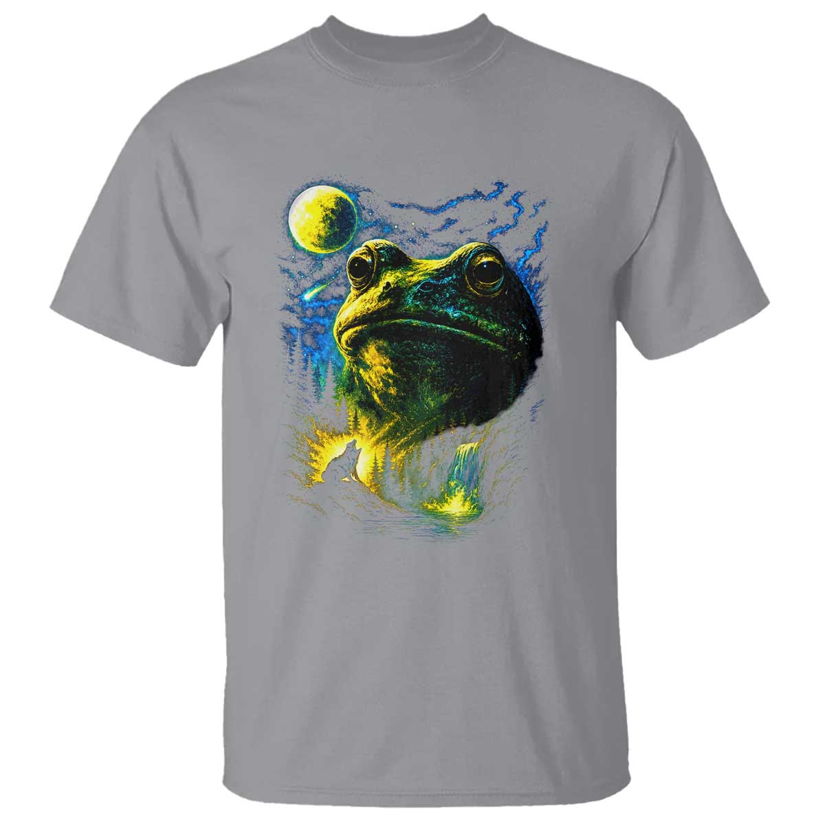 Cosmic Frog Howling At Moon Parody Graphic T Shirt Vintage 90s Retro Fantasy Meme