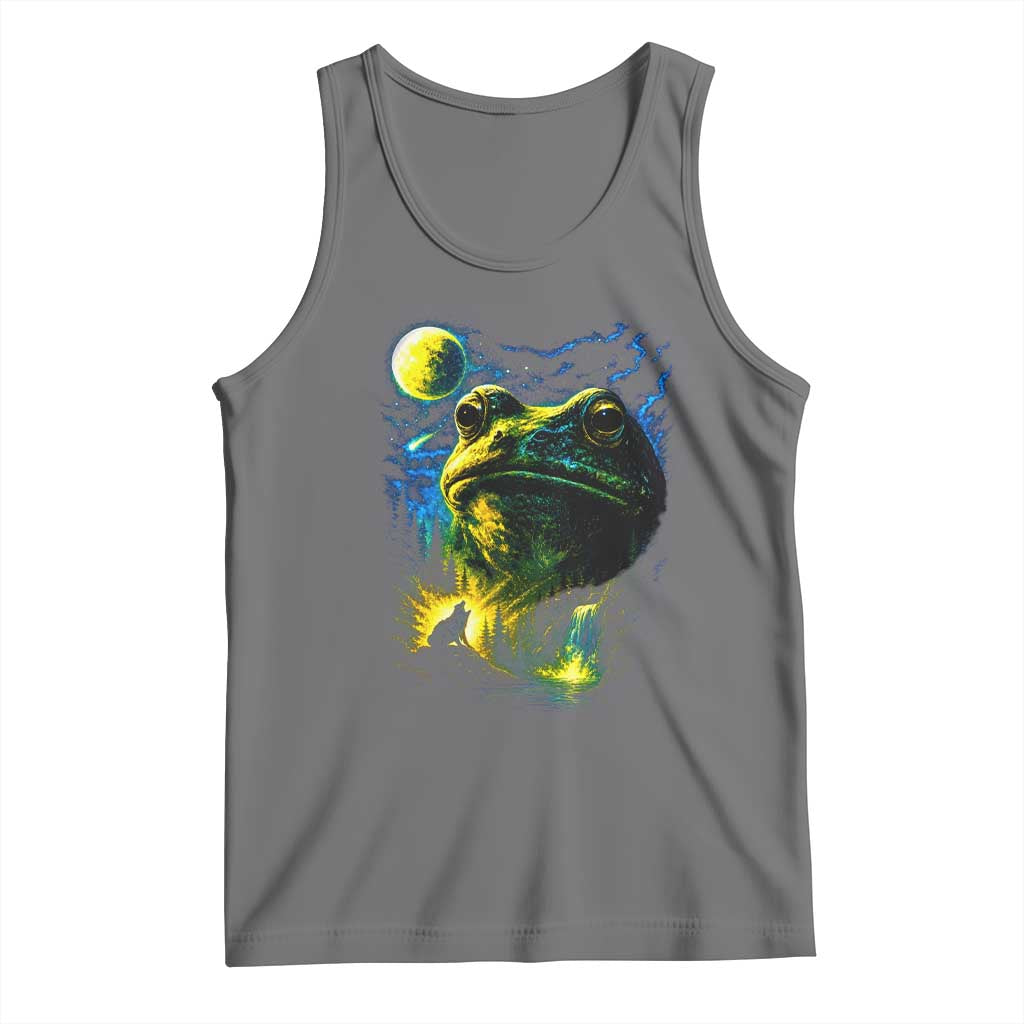 Cosmic Frog Howling At Moon Parody Graphic Tank Top Vintage 90s Retro Fantasy Meme