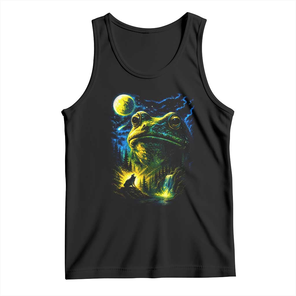 Cosmic Frog Howling At Moon Parody Graphic Tank Top Vintage 90s Retro Fantasy Meme TS02 Black Print Your Wear