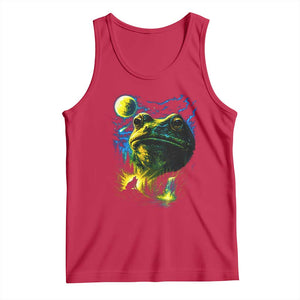 Cosmic Frog Howling At Moon Parody Graphic Tank Top Vintage 90s Retro Fantasy Meme