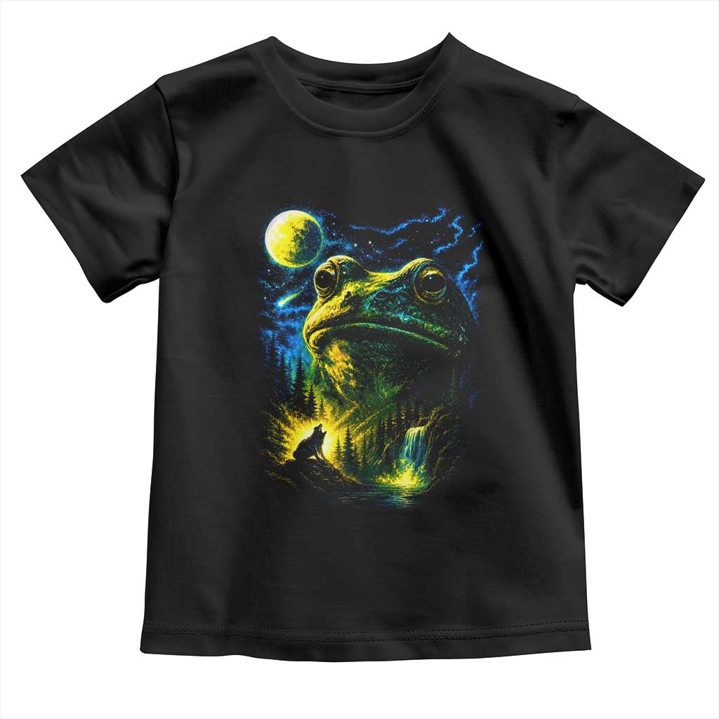 Cosmic Frog Howling At Moon Parody Graphic Toddler T Shirt Vintage 90s Retro Fantasy Meme TS02 Black Print Your Wear