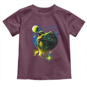 Cosmic Frog Howling At Moon Parody Graphic Toddler T Shirt Vintage 90s Retro Fantasy Meme
