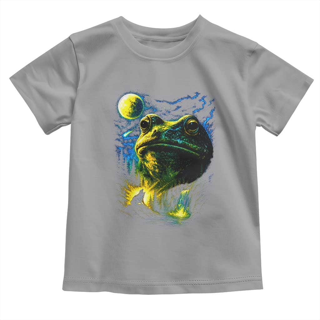 Cosmic Frog Howling At Moon Parody Graphic Toddler T Shirt Vintage 90s Retro Fantasy Meme