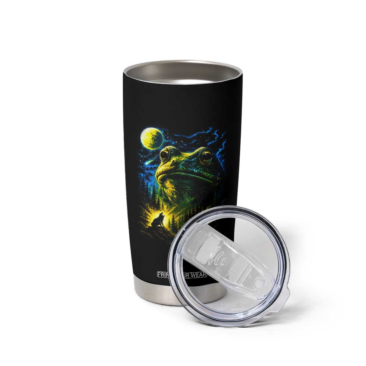 Cosmic Frog Howling At Moon Parody Graphic Tumbler Cup Vintage 90s Retro Fantasy Meme