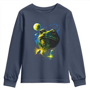 Cosmic Frog Howling At Moon Parody Graphic Youth Sweatshirt Vintage 90s Retro Fantasy Meme