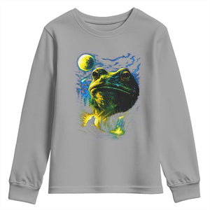 Cosmic Frog Howling At Moon Parody Graphic Youth Sweatshirt Vintage 90s Retro Fantasy Meme