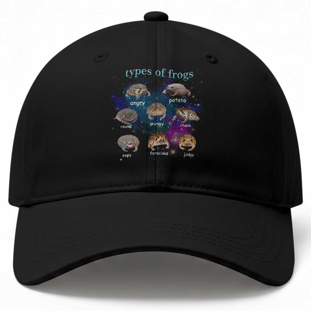 Types Of Frogs Funny Rain Frog Meme Chart Baseball Cap Angry Grumpy Eepy Chonk Potato Round Judgy Ferocious TS02 Print Your Wear