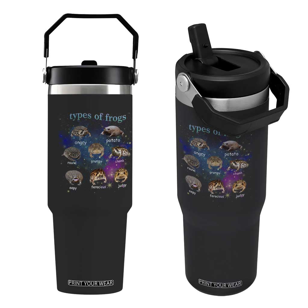 Types Of Frogs Funny Rain Frog Meme Chart Flip Straw Tumbler Angry Grumpy Eepy Chonk Potato Round Judgy Ferocious TS02 One Size: 30 oz Black Print Your Wear