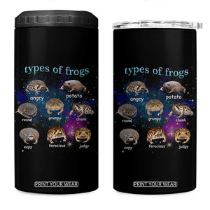 Types Of Frogs Funny Rain Frog Meme Chart 4 in 1 Can Cooler Tumbler Angry Grumpy Eepy Chonk Potato Round Judgy Ferocious