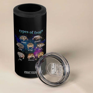 Types Of Frogs Funny Rain Frog Meme Chart 4 in 1 Can Cooler Tumbler Angry Grumpy Eepy Chonk Potato Round Judgy Ferocious