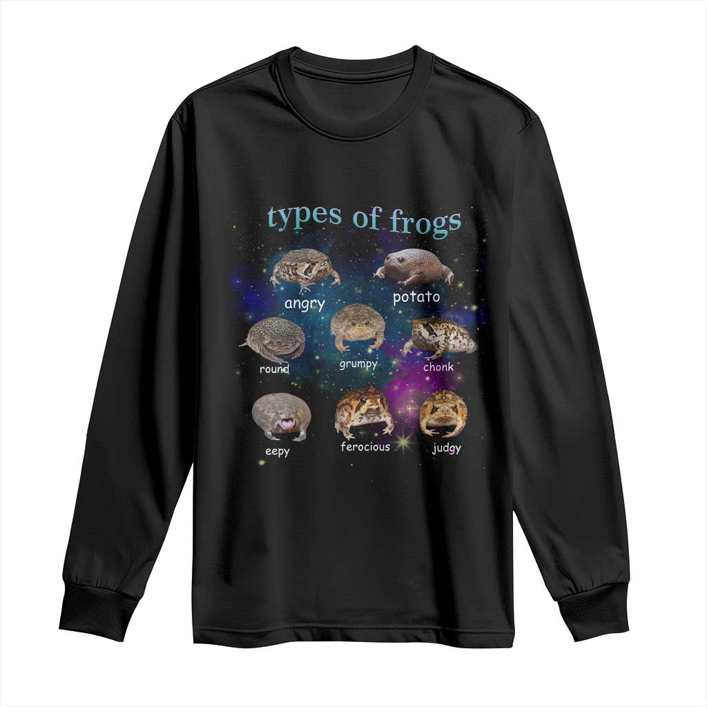 Types Of Frogs Funny Rain Frog Meme Chart Long Sleeve Shirt Angry Grumpy Eepy Chonk Potato Round Judgy Ferocious TS02 Black Print Your Wear