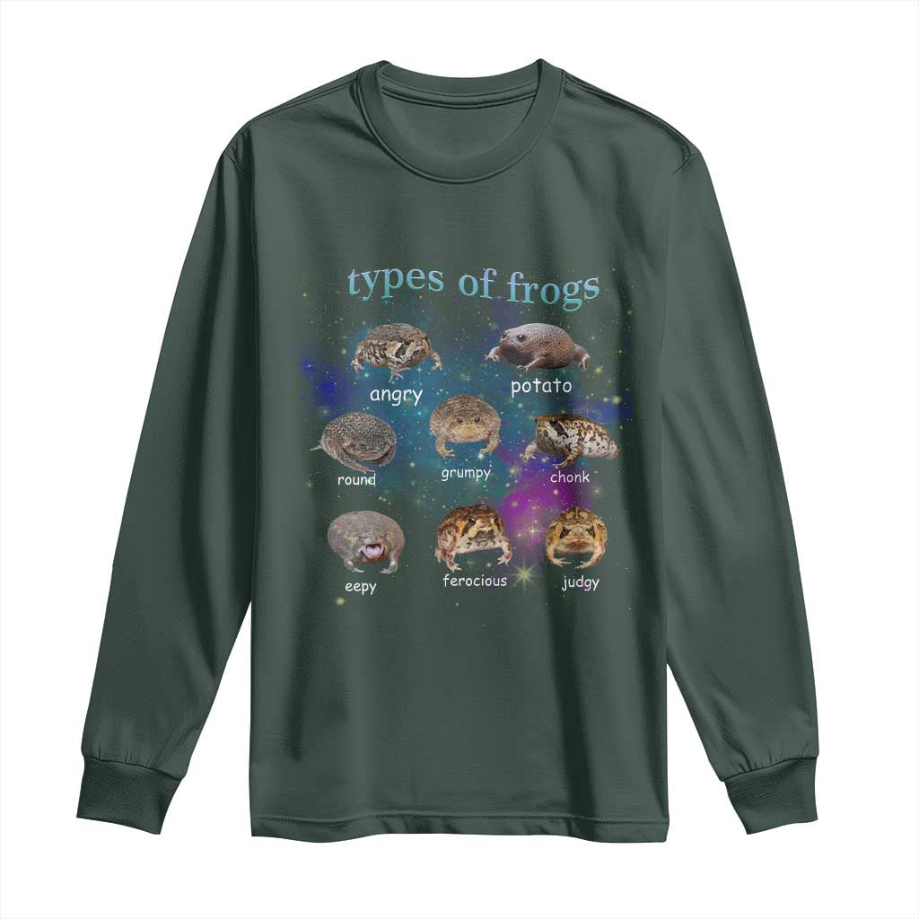 Types Of Frogs Funny Rain Frog Meme Chart Long Sleeve Shirt Angry Grumpy Eepy Chonk Potato Round Judgy Ferocious